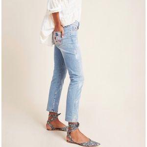Anthro Pilcro Paint Splatter Slim Boyfriend Jeans